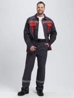 Костюм рабочий ИТР СОП UZ (тк.Саржа,250) брюки, т.серый/красный