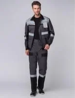 Костюм рабочий  Виват-1 Премиум IMP (тк.Смесовая,240) брюки, т.серый/черный/св.серый