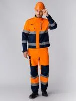 Костюм рабочий дорожник Сигнал-1 (тк.Балтекс,210) брюки, оранжевый/т.синий